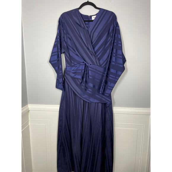 Twice, Size 12, Blue Striped Maxi Dress, British Royal Style, One-of-a-Kind, EUC - Picture 2 of 8